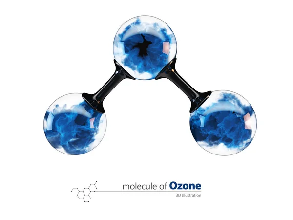 3d Illustrazione, molecola di ozono, isolata bianca — Foto Stock