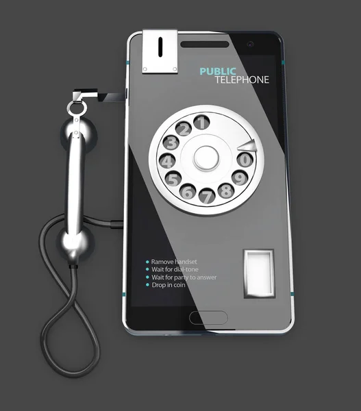 Общественный телефон, изолированный черный фон, 3d Illustration — стоковое фото