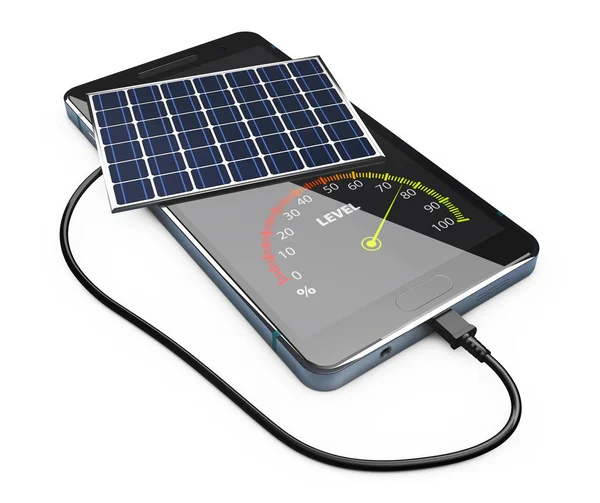 移动电源组与太阳能电池板的三维图. — 图库照片