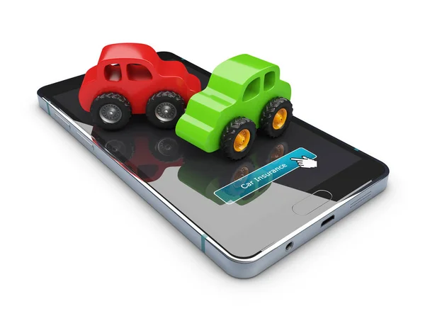 Gépjármű-biztosítás és a baleseti kockázatot, 3D-s illusztráció — Stock Fotó