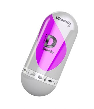 D vitamini pembe hap kapsül simgesi parlayan. Mineral Vitamin kimyasal formülü karmaşık. 3D çizim