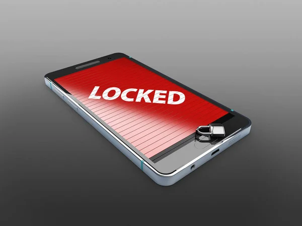 Smart phone with lock, abstract background for solution to security smartphone 3d Illustration