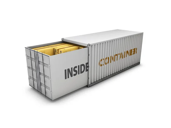 3d Illustration of open container with cardboard boxes — Stock Photo, Image