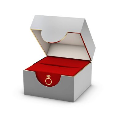 Close-up 3D illüstrasyon kırmızı ve gri mücevher kutusu