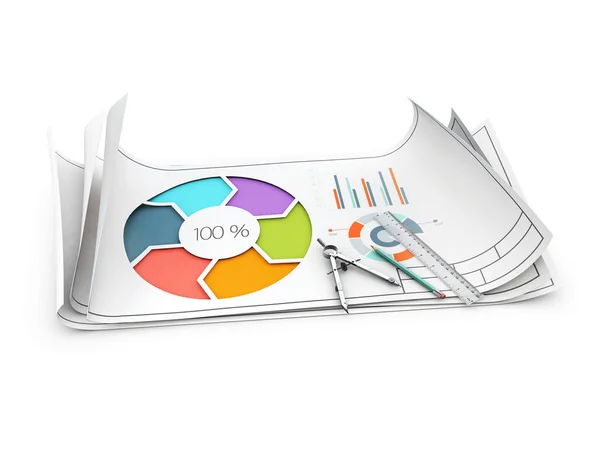 3D-Illustration von buntem Businesstortendiagramm für Ihre Dokumente, Berichte, Präsentationen und Infografik — Stockfoto