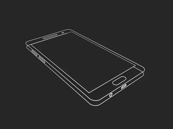 3d Illustration of Phone outline template. Clean mockup linear mobile phone. — Stock Photo, Image