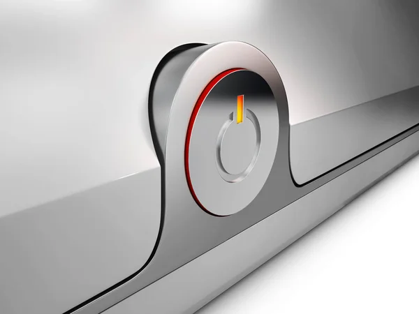 Ilustración 3d de botón de encendido con luz roja —  Fotos de Stock