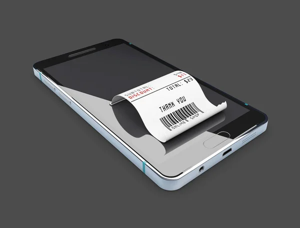 Online-Shopping-Konzept. Smartphone mit Kreditkarte. 3D-Abbildung, isoliert schwarz — Stockfoto