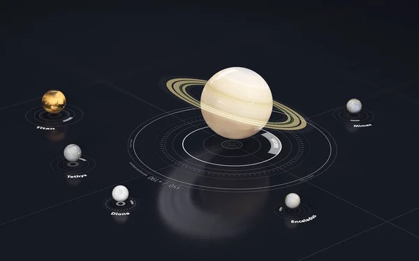 Saturno - planeta y luna. Esta imagen elementos proporcionados por la NASA, 3d Ilustración . — Foto de Stock