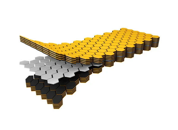 3D-Illustration der Twist-Natrium-Ionen-Batterietechnologie, Nano-Sandwich — Stockfoto