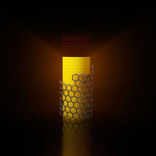 3D απεικόνιση του εξαγωνικό πλέγμα σωλήνα όπως νανοσωλήνων άνθρακα — Φωτογραφία Αρχείου