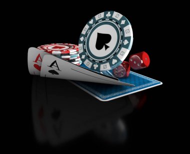 Casino Poker fişi. Casino Oyunları 3d çizim.