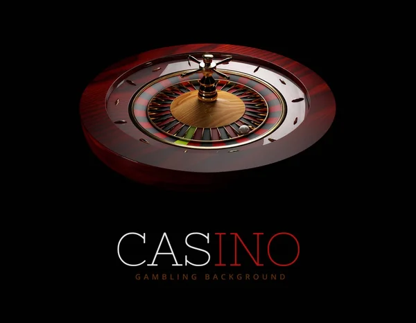 Casino ruleta kolo s míčem. samostatný černý, 3d vykreslování. — Stock fotografie