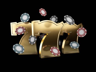 Casino Poker fişleri ve rulet oturum açın. Casino oyunları, 3d çizim