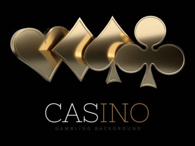 Casino poker kart uygun. izole siyah, 3d render.
