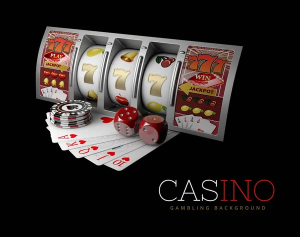 Şanslı üçlü yedi Jackpot, gümüş slot makinesidir. Kar kolay para iz. 3D çizim — Stok fotoğraf