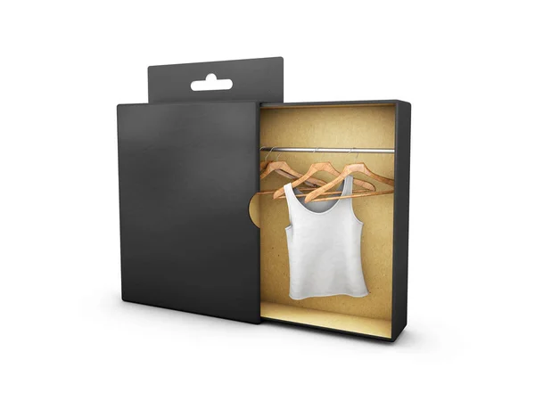 3D-afbeelding van garderobe box gevuld met kleding, geïsoleerd wit — Stockfoto