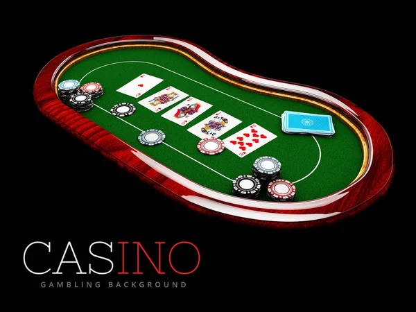 Pokerový stůl s kombinací straight flush, 3d obrázek — Stock fotografie