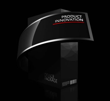 Paket karton kutu. Yazılım, elektronik cihaz ve diğer ürünlerin tanıtımı için. 3D çizim