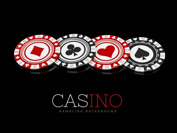 Casino fichas sobre fondo negro, Ilustración 3d —  Fotos de Stock