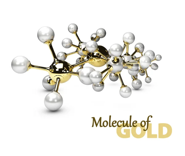 3D απεικόνιση του μορίου του λευκού χρυσού, απομονωμένες — Φωτογραφία Αρχείου