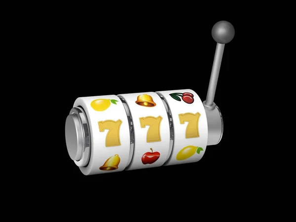 Игровой автомат с джекпотом Lucky Sevens, 3d Illustration изолированный черный — стоковое фото