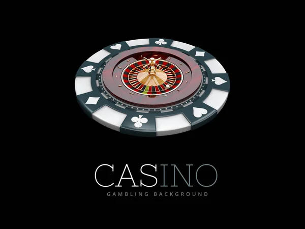 Koło ruletki w kasynie. ilustracja 3D. czarny na białym tle — Zdjęcie stockowe