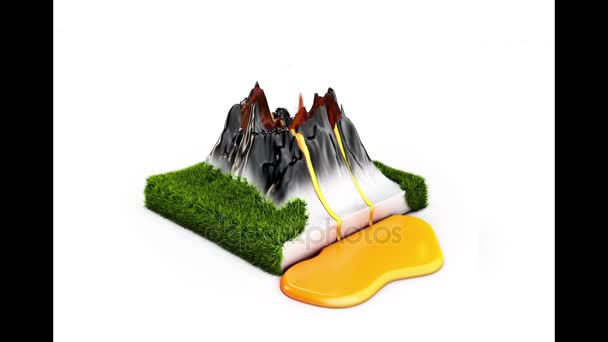 Ilustração Vulcão Erupção Com Lava — Vídeo de Stock