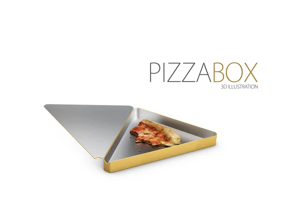 Mordida de fatia de pizza isolado branco, ilustração 3d — Fotografia de Stock