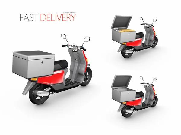 Delivery ride scooter motorcycle service, Order, Fast and Free Transport, 3d Illustration