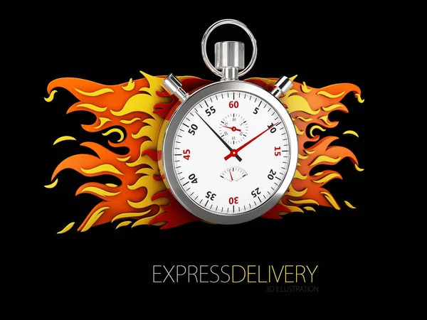 Ilustração 3d do ícone de entrega Express para aplicativos e site. Conceito de entrega. preto isolado — Fotografia de Stock