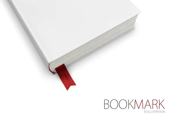 Lesezeichen in einem Buch isoliert auf weiß, 3D-Illustration — Stockfoto
