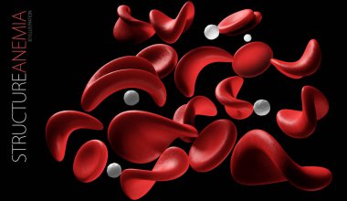 3d illustration of anemia cell isolated black background clipart