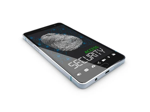 3D-afbeelding van mobiele telefoon veiligheid, geïsoleerd wit — Stockfoto