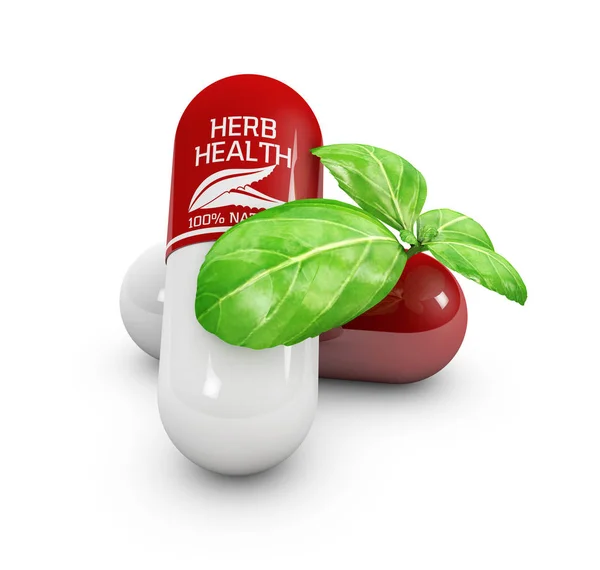 Natural vitamin pills, Alternative medicine. 3d Illustration — Stock Photo, Image