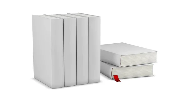 Blank vertical books cover template on white surface 3d illustration — Stock Photo, Image