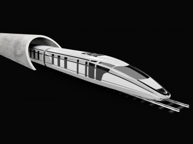 3D çizim yüksek hızlı banliyö tren, izole siyah