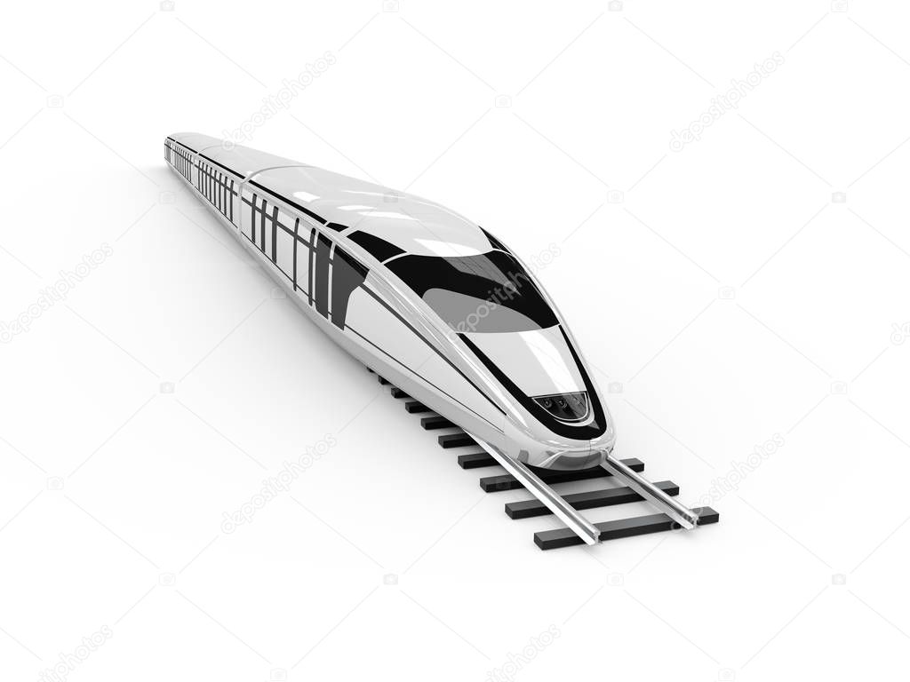 High speed commuter train, 3d illustration isolated white.
