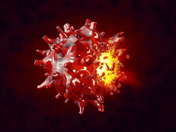3d Vykreslování destrukčních bakterií, izolované černé a červené — Stock fotografie
