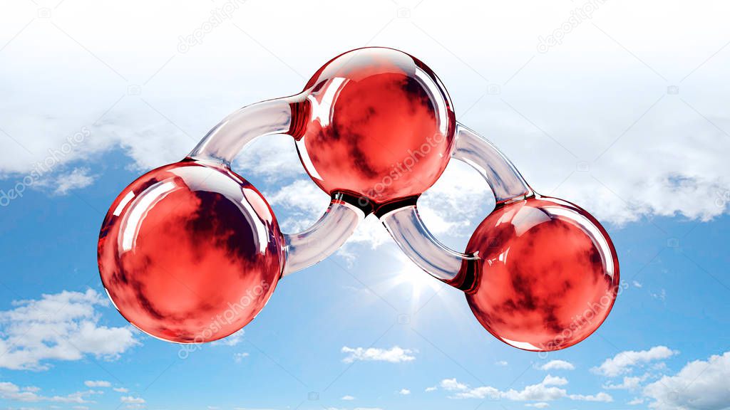 3d Rendering of a carbon dioxide molecule, clipping path included.