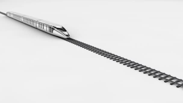 blanc super rationalisé train se déplace sur le chemin de fer 