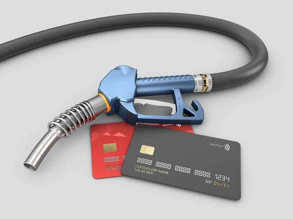 3d rendering of Fuel petrol gun with hose isolated on white background — 스톡 사진