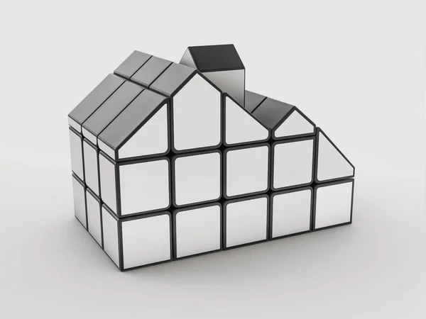 3d rendering di cubo in forma di casa, Idee per il settore immobiliare — Foto Stock