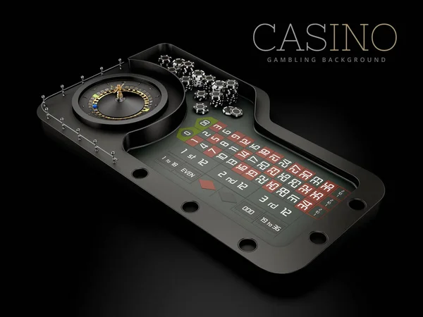 Representación Ruleta Del Casino Negro Rueda Sobre Una Mesa Ruta —  Fotos de Stock