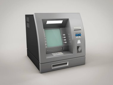 ATM Cash Machine 'in 3d görüntülenmesi, kırpma yolu dahil