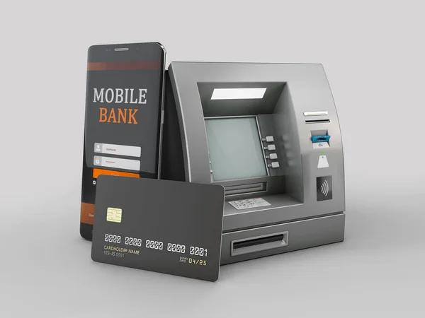 3D Rendering von Mobile Online Banking und Payment Konzept. Schneidpfad inklusive — Stockfoto