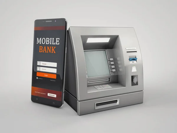 3d Rendering of Mobile concepto de banca en línea y pago. ruta de recorte incluido — Foto de Stock