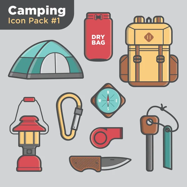 Camping Icon Pack — Vetor de Stock