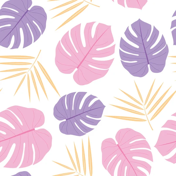 Monstera tarihi palm Dikişsiz desen vektör temiz pembe mor çizim