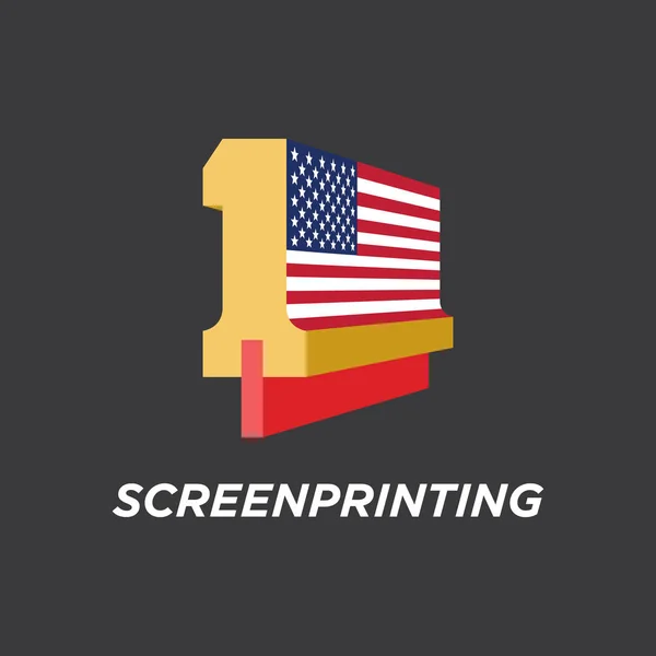 Screen Printing Logo Usa Flag Vector File — Stock Vector